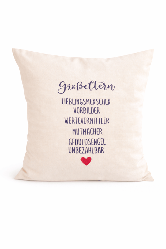 Kissenbezug Zierkissen 40x40 bestickt Baumwolle - Deko für Wohnzimmer Geschenk für Großeltern