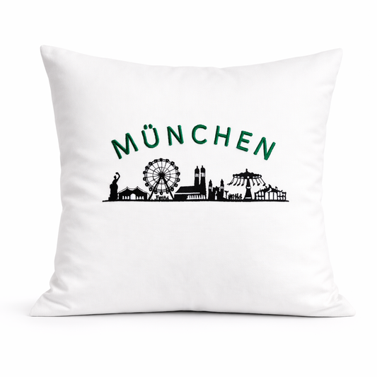 Kissenbezug Zierkissen 40x40 bestickt Baumwolle - Deko für Wohnzimmer Geschenk für München & Bayern Fans
