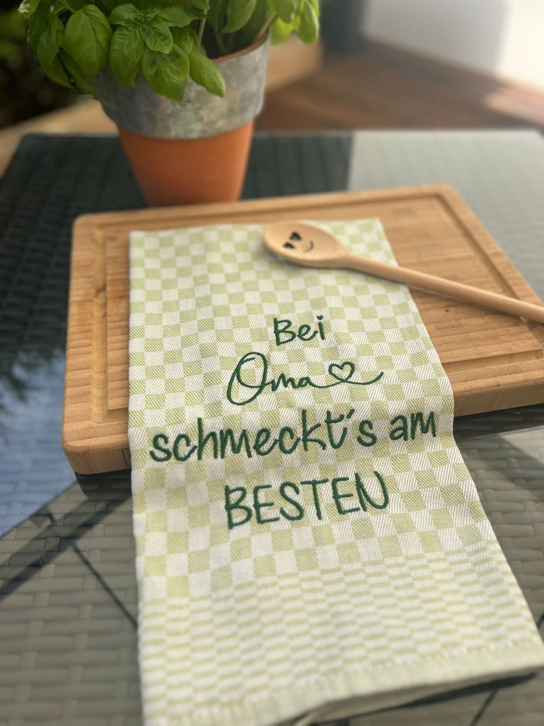 Geschirrtuch Küchenhandtuch bestickt 50x70 Baumwolle Küchendeko Geschenk für Oma Großmutter