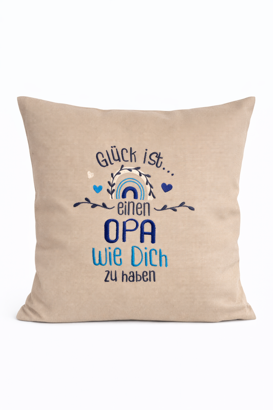 Kissenbezug Zierkissen 40x40 bestickt Baumwolle - Deko für Wohnzimmer Geschenk für Opa & Großvater