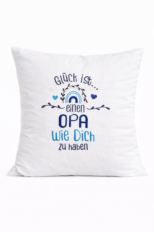 Kissenbezug Zierkissen 40x40 bestickt Baumwolle - Deko für Wohnzimmer Geschenk für Opa & Großvater