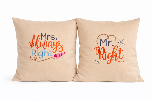 Kissenbezug Zierkissen Set 40x40 bestickt Baumwolle - Deko für Wohnzimmer Geschenk zur Hochzeit