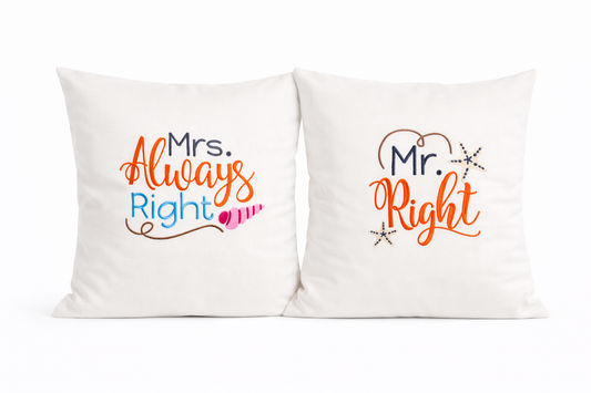Kissenbezug Zierkissen Set 40x40 bestickt Baumwolle - Deko für Wohnzimmer Geschenk zur Hochzeit