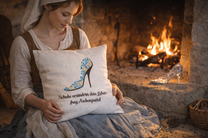 Kissenbezug Zierkissen 40x40 bestickt Baumwolle - Deko für Wohnzimmer Geschenk für Schuhliebhaber
