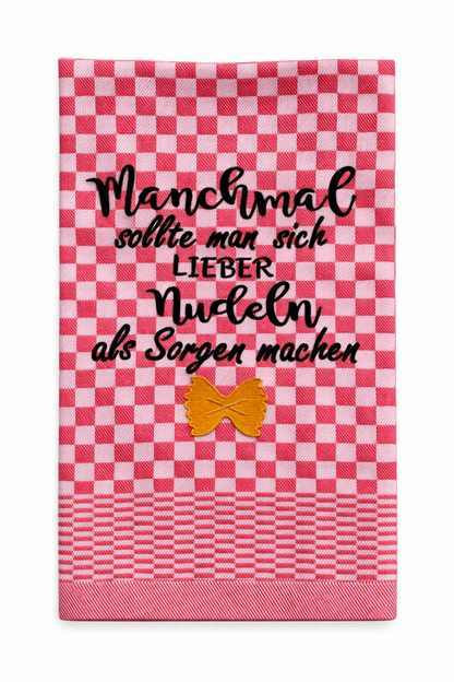 Geschirrtuch Küchenhandtuch bestickt 50x70 Baumwolle Küchendeko Geschenk für Nudelliebhaber