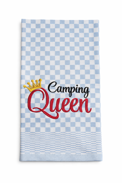 Geschirrtuch Küchenhandtuch bestickt 50x70 Baumwolle Küchendeko Geschenk für Campingliebhaberinnen Camping Queen