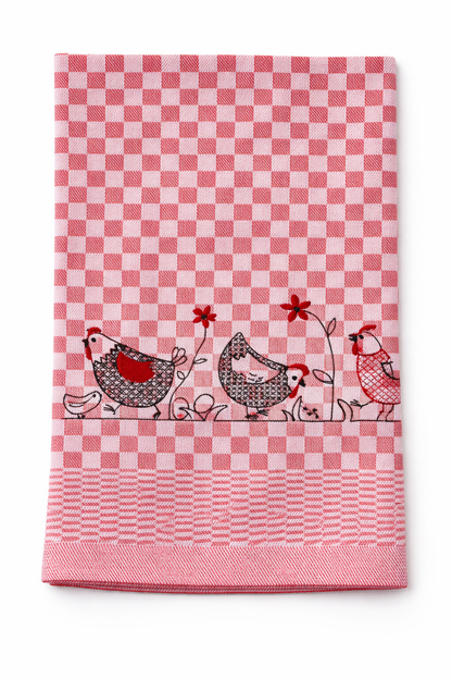 Geschirrtuch Küchenhandtuch bestickt 50x70 Baumwolle Küchendeko Geschenk für Landhaus Hühner-Fans