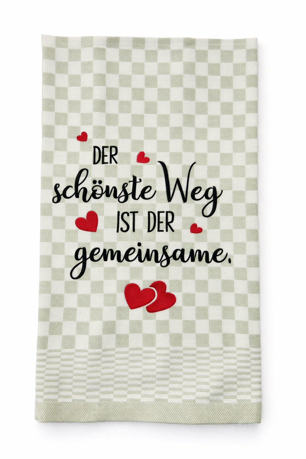 Geschirrtuch Küchenhandtuch bestickt 50x70 Baumwolle Küchendeko Geschenk für Familie Hochzeit Der schönste Weg ist der gemeinsame
