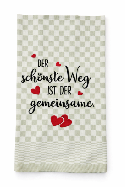 Geschirrtuch Küchenhandtuch bestickt 50x70 Baumwolle Küchendeko Geschenk für Familie Hochzeit Der schönste Weg ist der gemeinsame