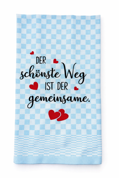 Geschirrtuch Küchenhandtuch bestickt 50x70 Baumwolle Küchendeko Geschenk für Familie Hochzeit Der schönste Weg ist der gemeinsame