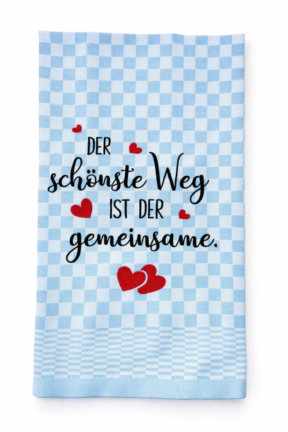 Geschirrtuch Küchenhandtuch bestickt 50x70 Baumwolle Küchendeko Geschenk für Familie Hochzeit Der schönste Weg ist der gemeinsame