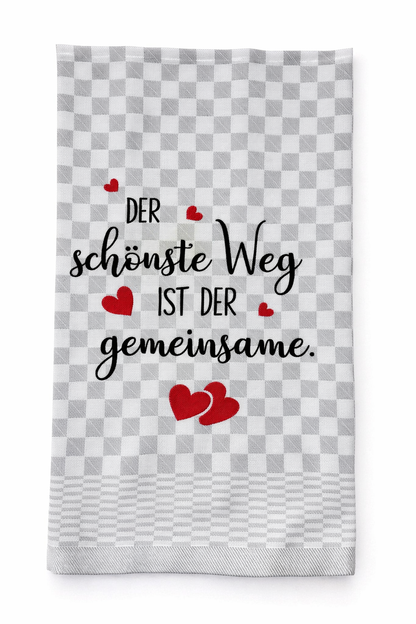 Geschirrtuch Küchenhandtuch bestickt 50x70 Baumwolle Küchendeko Geschenk für Familie Hochzeit Der schönste Weg ist der gemeinsame
