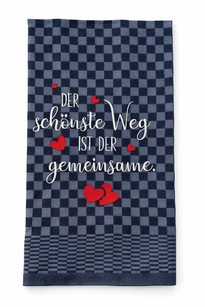 Geschirrtuch Küchenhandtuch bestickt 50x70 Baumwolle Küchendeko Geschenk für Familie Hochzeit Der schönste Weg ist der gemeinsame
