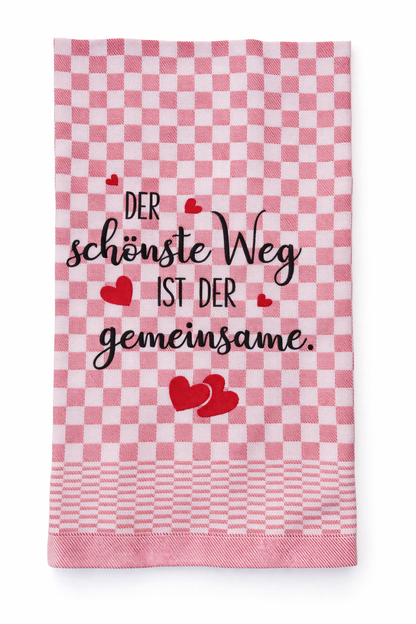 Geschirrtuch Küchenhandtuch bestickt 50x70 Baumwolle Küchendeko Geschenk für Familie Hochzeit Der schönste Weg ist der gemeinsame