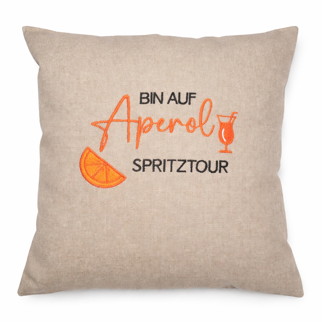 Kissenbezug 40x40 bestickt Baumwolle für Aperol Fans