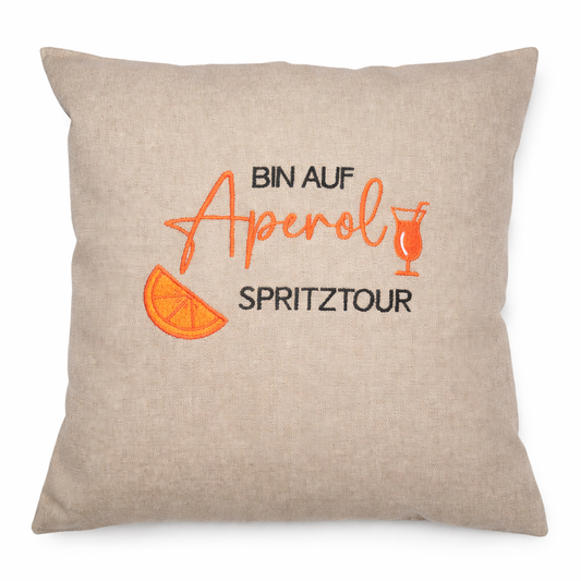 Kissenbezug 40x40 bestickt Baumwolle für Aperol Fans