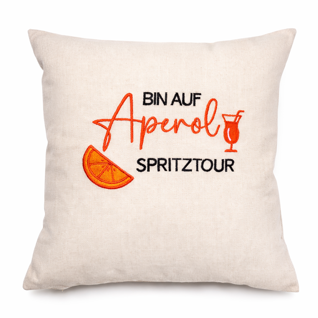Kissenbezug 40x40 bestickt Baumwolle für Aperol Fans