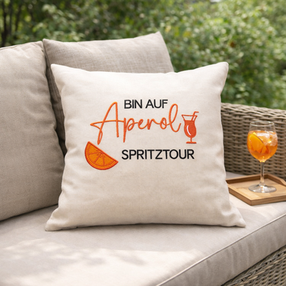Kissenbezug 40x40 bestickt Baumwolle für Aperol Fans