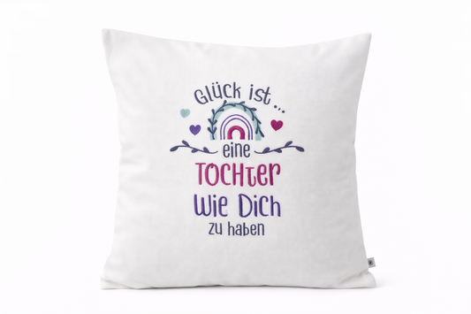 Kissenbezug Zierkissen 40x40 bestickt Baumwolle - Deko für Wohnzimmer Geschenk für Tochter