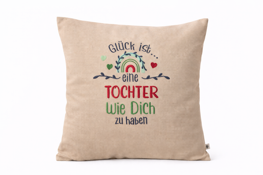 Kissenbezug Zierkissen 40x40 bestickt Baumwolle - Deko für Wohnzimmer Geschenk für Tochter