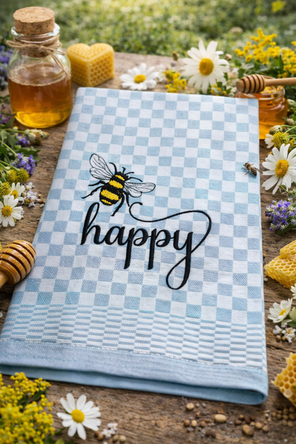 Geschirrtuch Küchenhandtuch bestickt 50x70 Baumwolle Küchendeko Geschenk für Imker Bienenliebhaber