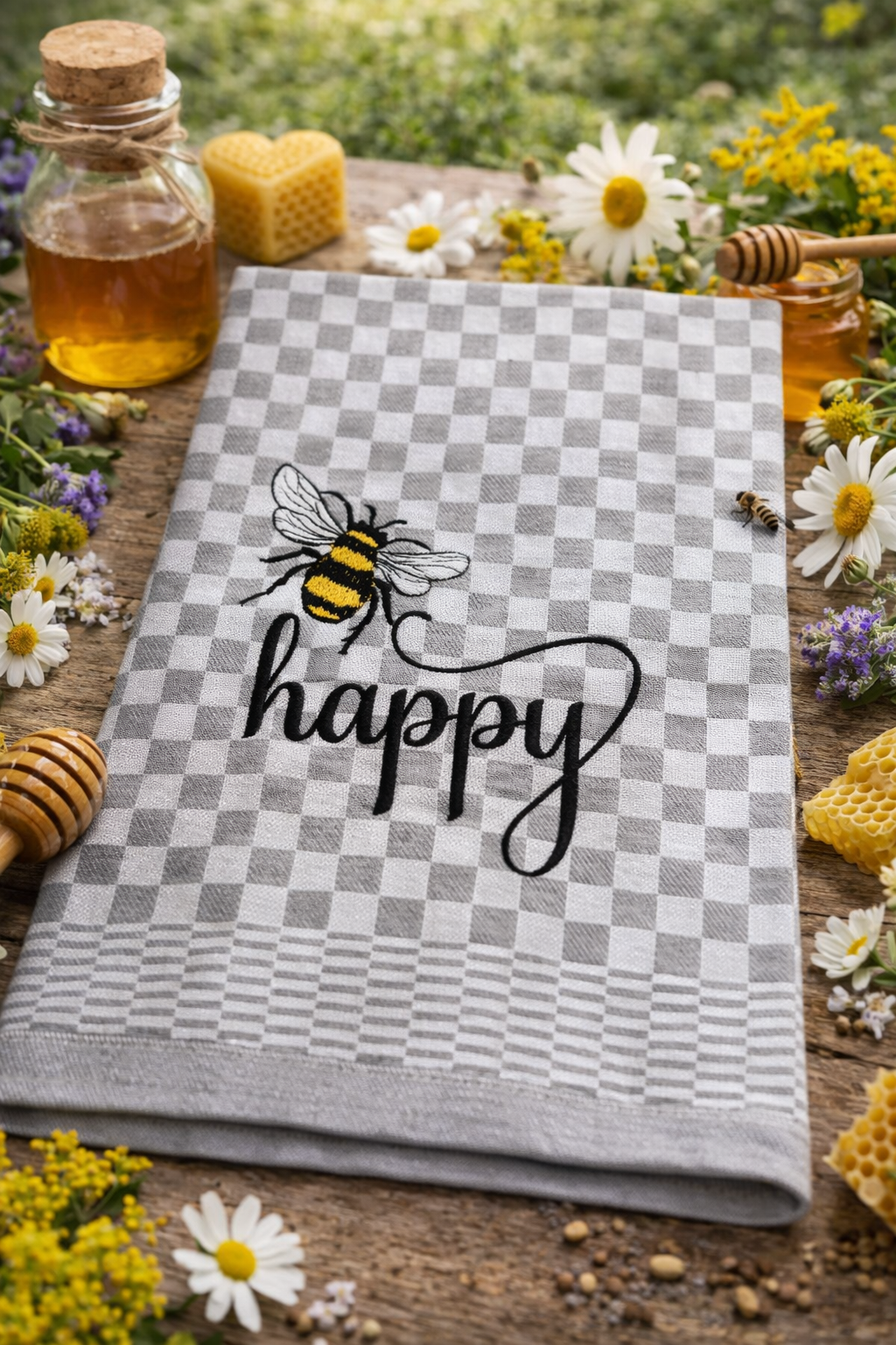 Geschirrtuch Küchenhandtuch bestickt 50x70 Baumwolle Küchendeko Geschenk für Imker Bienenliebhaber