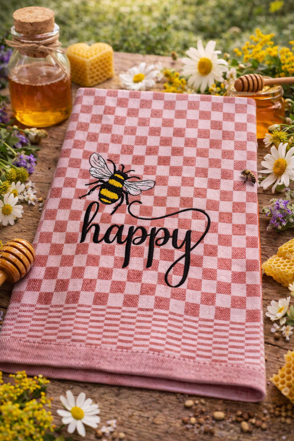 Geschirrtuch Küchenhandtuch bestickt 50x70 Baumwolle Küchendeko Geschenk für Imker Bienenliebhaber