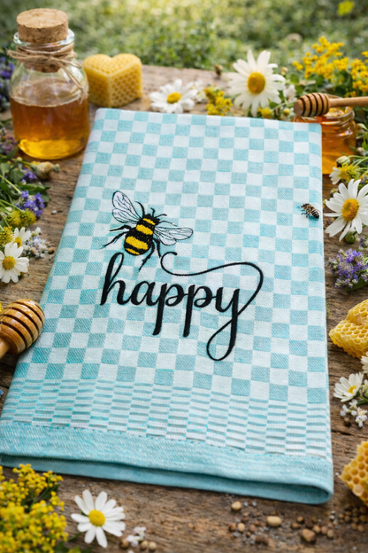 Geschirrtuch Küchenhandtuch bestickt 50x70 Baumwolle Küchendeko Geschenk für Imker Bienenliebhaber