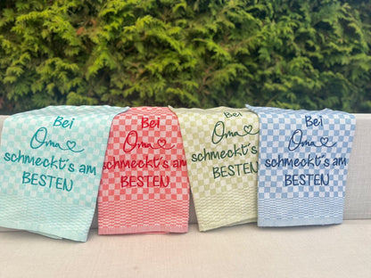 Geschirrtuch Küchenhandtuch bestickt 50x70 Baumwolle Küchendeko Geschenk für Oma Großmutter