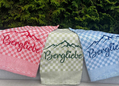 Geschirrtuch Küchenhandtuch bestickt 50x70 Baumwolle Küchendeko Geschenk für Bergliebhaber Bergliebe