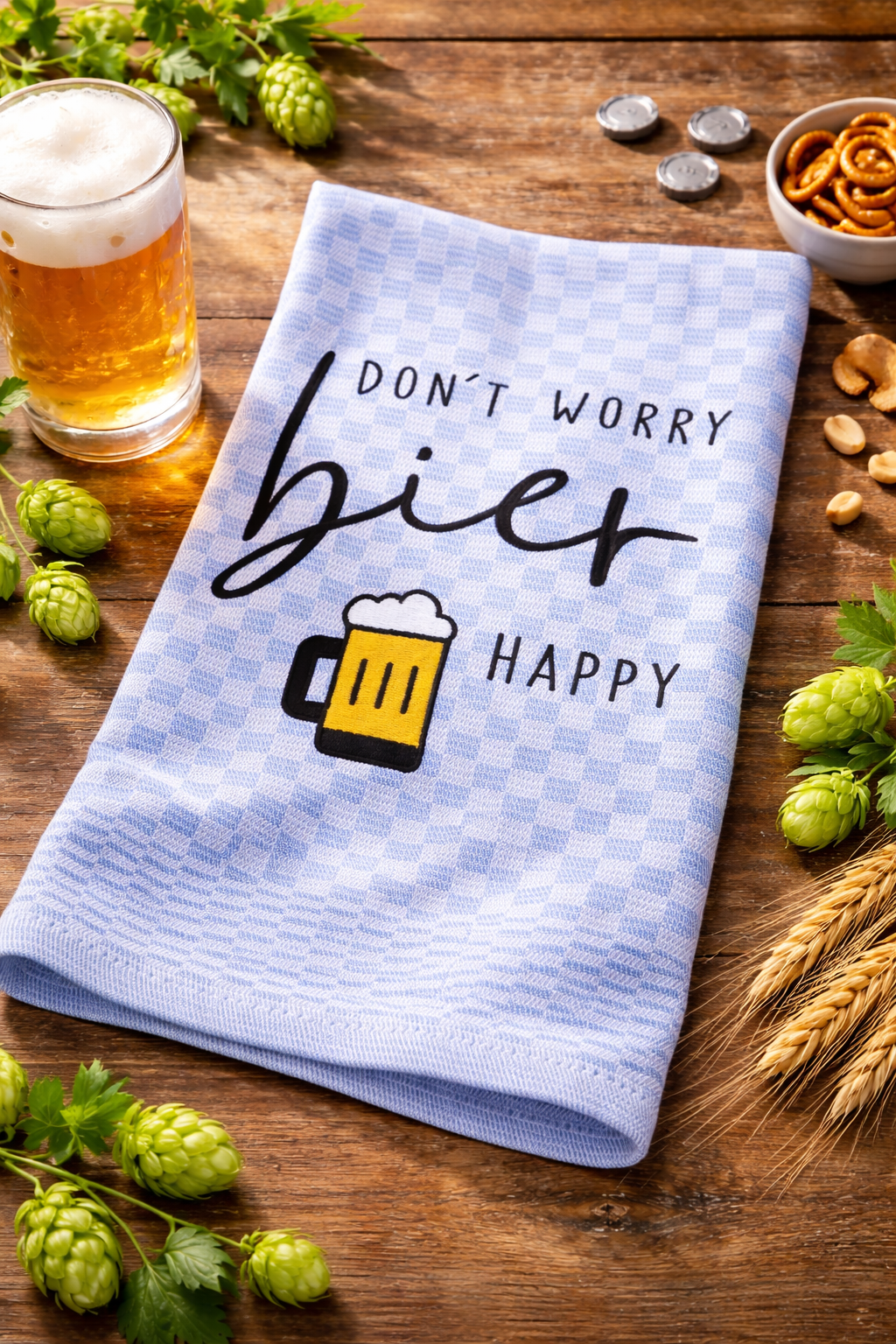 Geschirrtuch Küchenhandtuch bestickt 50x70 Baumwolle Küchendeko Geschenk für Bierliebhaber