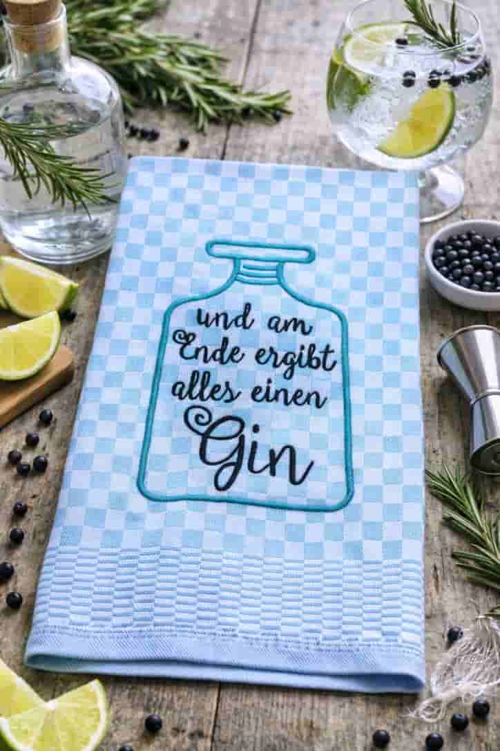 Geschirrtuch Küchenhandtuch bestickt 50x70 Baumwolle Küchendeko Geschenk für Ginliebhaber