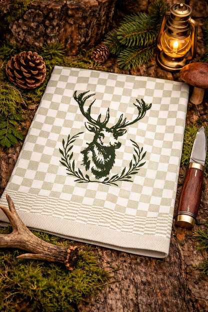 Geschirrtuch Küchenhandtuch bestickt 50x70 Baumwolle Küchendeko Geschenk für Jäger Waldliebhaber