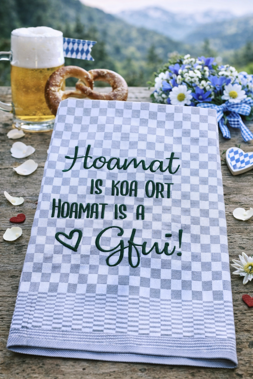Geschirrtuch Küchenhandtuch bestickt 50x70 Baumwolle Küchendeko Geschenk für Heimatverbundene Hoamat
