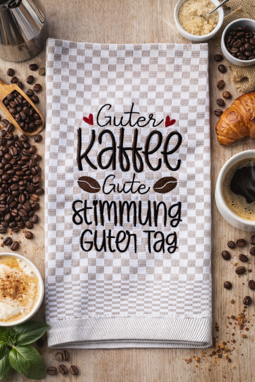 Perfektes Geschenk für alle die Kaffee lieben und trinken.Hochwertig und liebevoll bestickt.