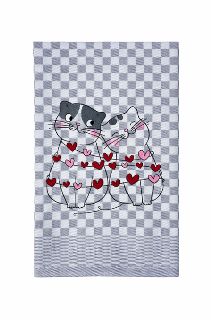 Geschirrtuch Küchenhandtuch bestickt 50x70 Baumwolle Küchendeko Geschenk für Katzenliebhaber