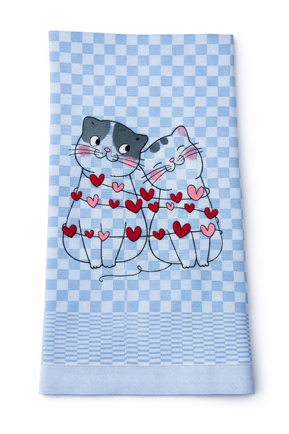 Geschirrtuch Küchenhandtuch bestickt 50x70 Baumwolle Küchendeko Geschenk für Katzenliebhaber