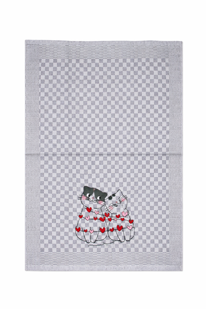 Geschirrtuch Küchenhandtuch bestickt 50x70 Baumwolle Küchendeko Geschenk für Katzenliebhaber