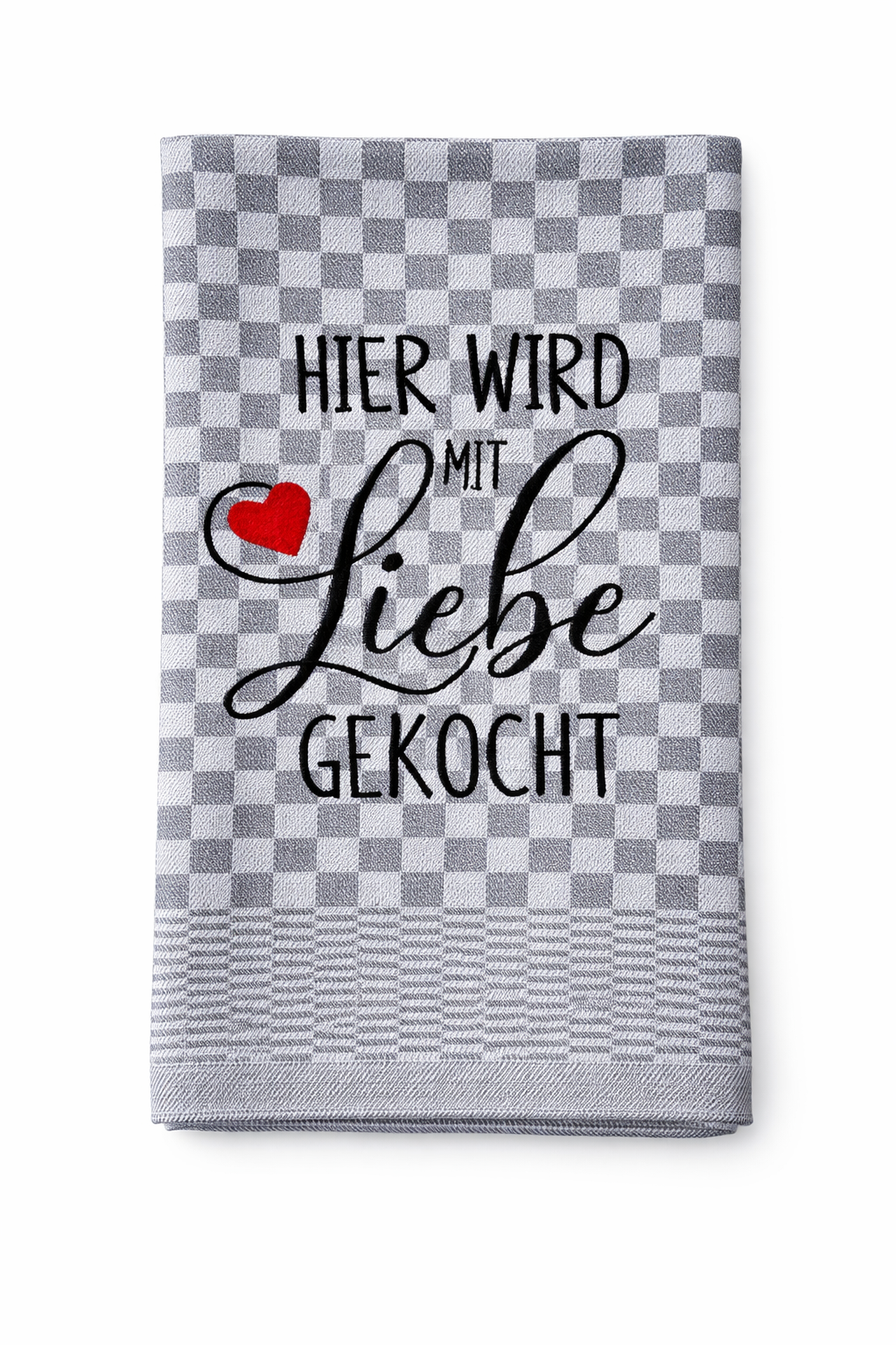 Geschirrtuch Küchenhandtuch bestickt 50x70 Baumwolle Küchendeko Geschenk für Koch Köche mit Liebe gekocht