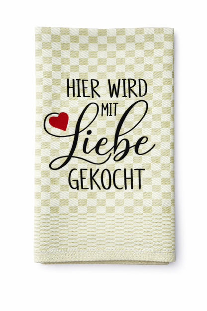 Geschirrtuch Küchenhandtuch bestickt 50x70 Baumwolle Küchendeko Geschenk für Koch Köche mit Liebe gekocht