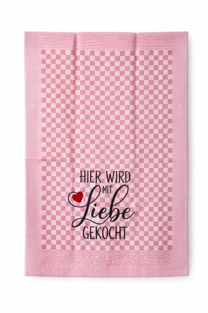 Geschirrtuch Küchenhandtuch bestickt 50x70 Baumwolle Küchendeko Geschenk für Koch Köche mit Liebe gekocht