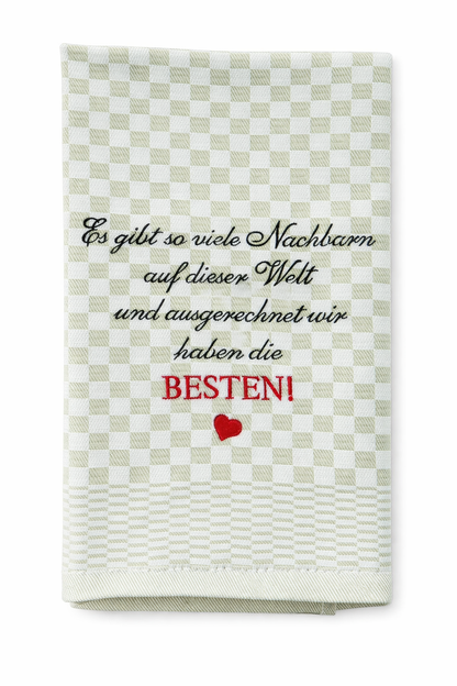 Geschirrtuch Küchenhandtuch bestickt 50x70 Baumwolle Küchendeko Geschenk für Nachbarn gute Nachbarschaft