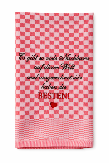 Geschirrtuch Küchenhandtuch bestickt 50x70 Baumwolle Küchendeko Geschenk für Nachbarn gute Nachbarschaft