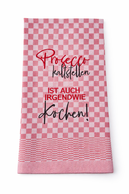 Geschirrtuch Küchenhandtuch bestickt 50x70 Baumwolle Küchendeko Geschenk Proseccoliebhaber