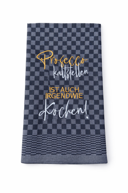 Geschirrtuch Küchenhandtuch bestickt 50x70 Baumwolle Küchendeko Geschenk Proseccoliebhaber