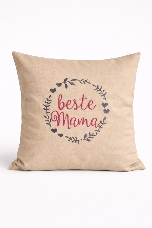 Kissenbezug Zierkissen 40x40 bestickt Baumwolle - Deko für Wohnzimmer Geschenk für die beste Mama Muttertag