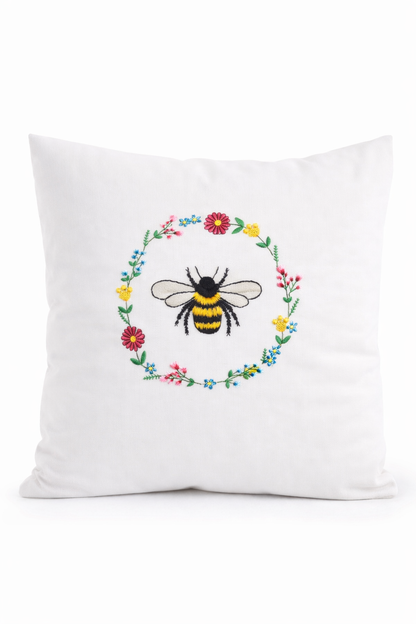 Kissenbezug Zierkissen 40x40 bestickt Baumwolle - Deko für Wohnzimmer Geschenk für Imker & Bienenfreunde