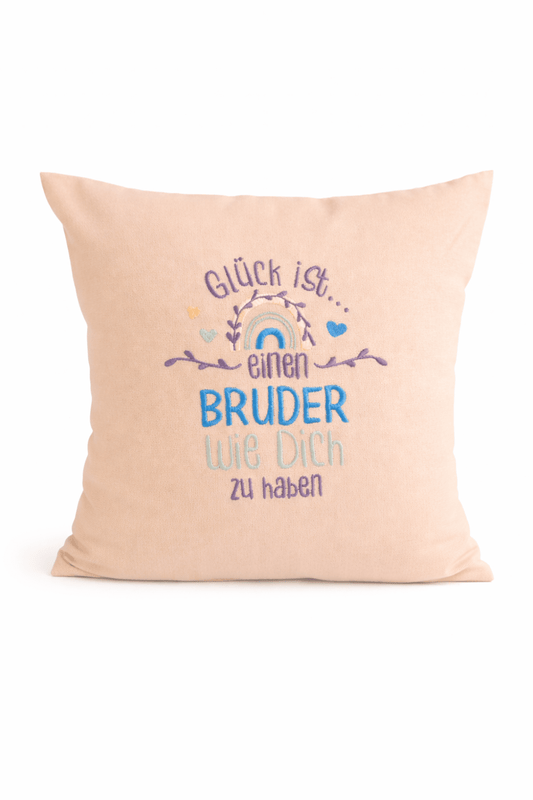Kissenbezug Zierkissen 40x40 bestickt Baumwolle - Deko für Wohnzimmer Geschenk für Bruder