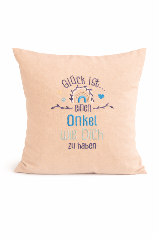 Kissenbezug Zierkissen 40x40 bestickt Baumwolle - Deko für Wohnzimmer Geschenk für Onkel