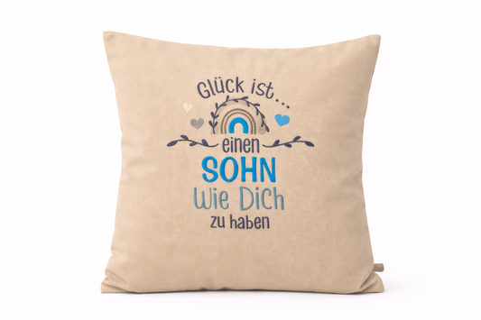 Kissenbezug Zierkissen 40x40 bestickt Baumwolle - Deko für Wohnzimmer Geschenk für Sohn
